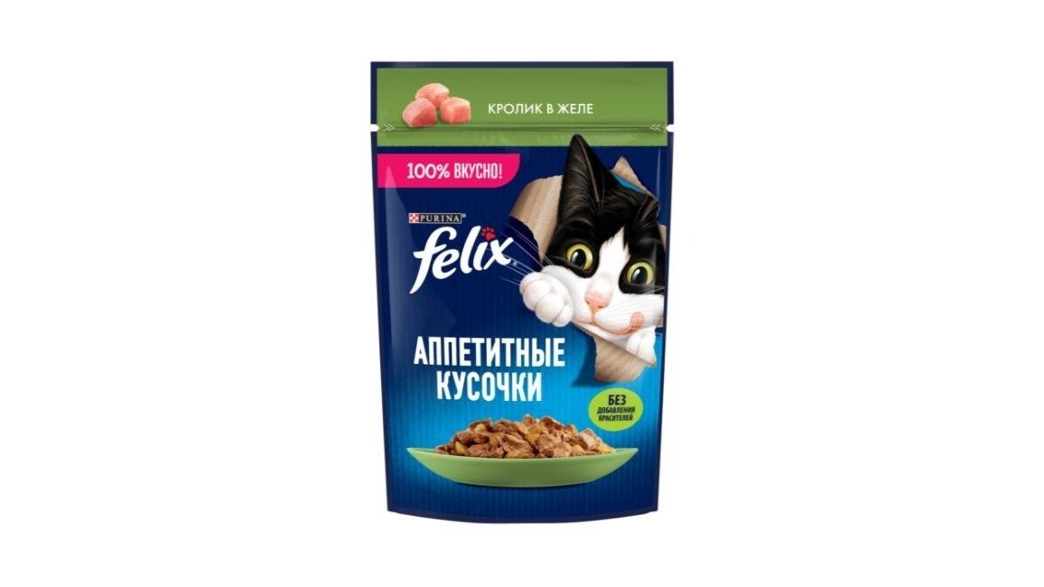 Felix dadlı dovşan əti dilimləri, jeledə, 75 qr
