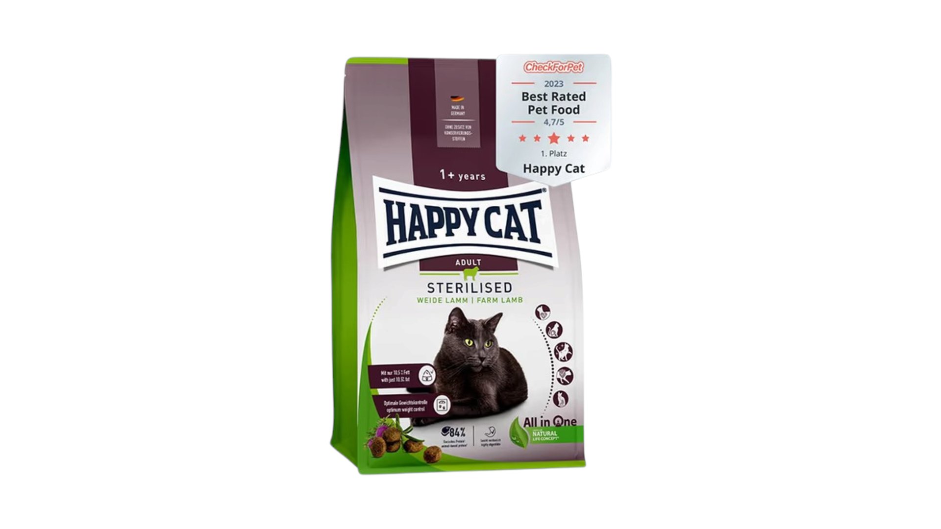 Happy Cat Sterilised Farm Lamb – sterilizasiya olunmuş pişiklər üçün quru yem (ferma quzusu) 1kg