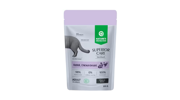 NATURE'S PROTECTION SUPERIOR CARE Sterilised Grain Free Adult All Breed Cats with Rabbit, Chicken Breast and Cranberries 85 g