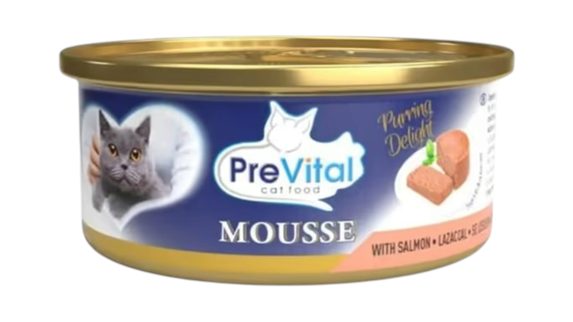 PreVital yetkin pişik üçün konservləşdirilmiş nəm yem, qızılbalıq ilə muss, 85 q