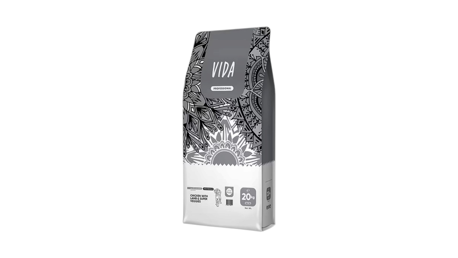 VIDA Professional High Premium – Orta və iri cins bala itlər üçün toyuq əti, quzu əti və tərəvəzlərlə tam quru yem, Çəki ilə 1kg