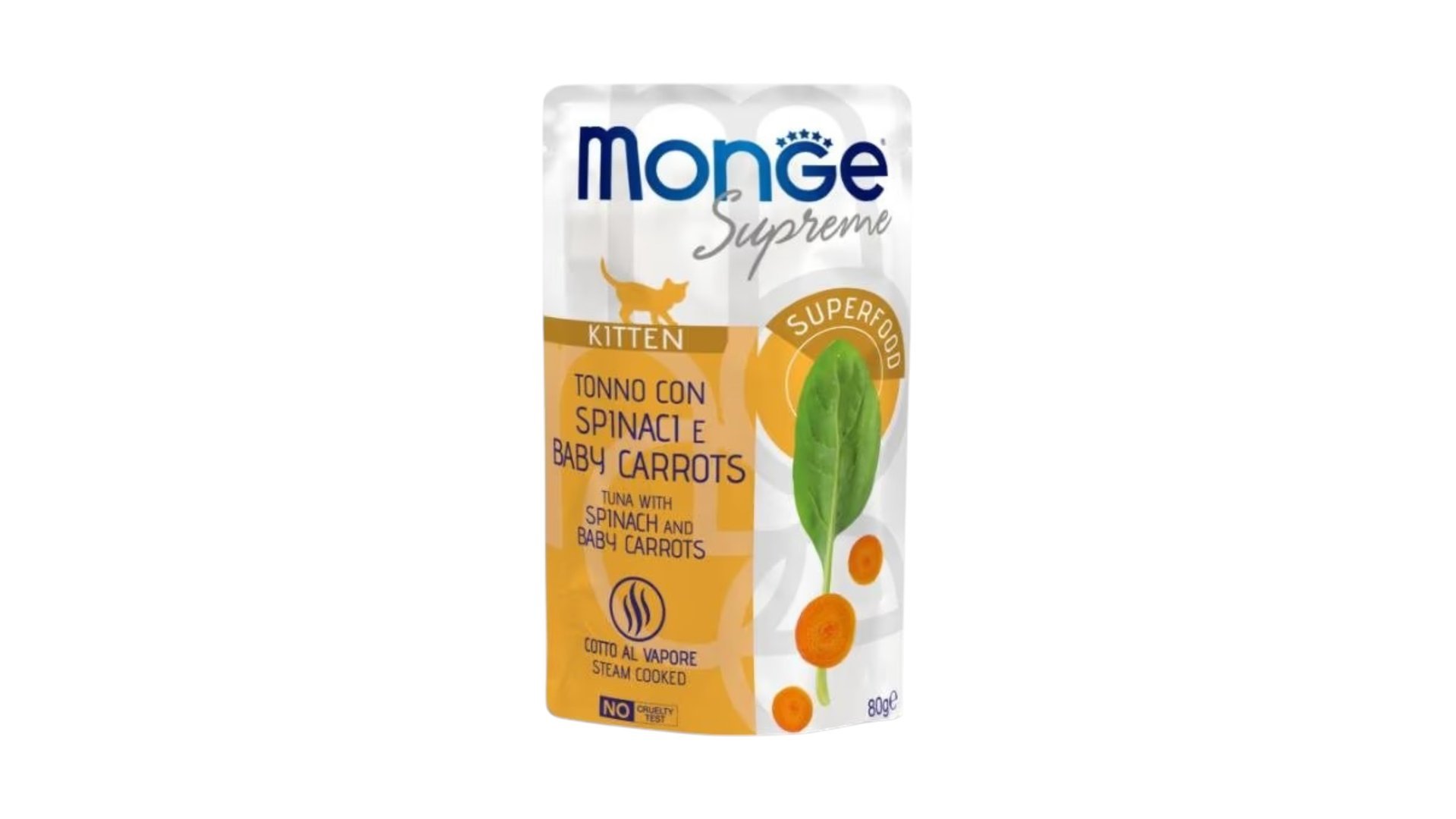 Monge Supreme Kitten Food with Tuna, Spinach and Baby Carrots 80gr 1 əd.
