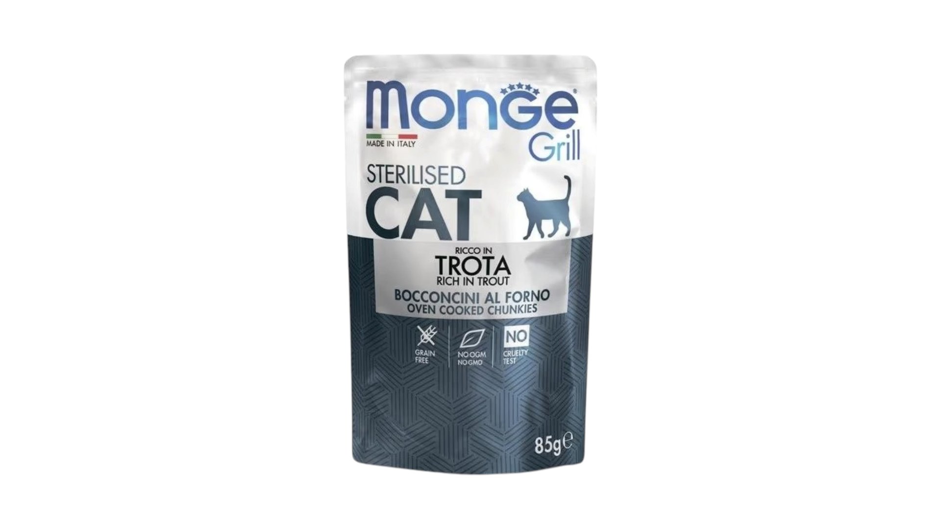 Monge Grill Sterilized Rich in Trota sterilizasiya edilmiş pişiklər üçün yem 85qr