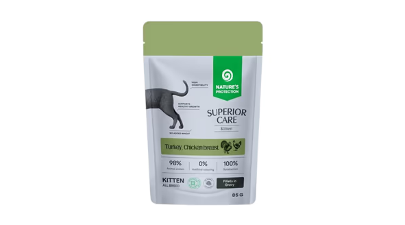 NATURE'S PROTECTION SUPERIOR CARE Kitten Grain Free Junior All Breed Cats with Turkey and Chicken Breast, grain free wet pet food with turkey and chicken breast for kittens 85 g