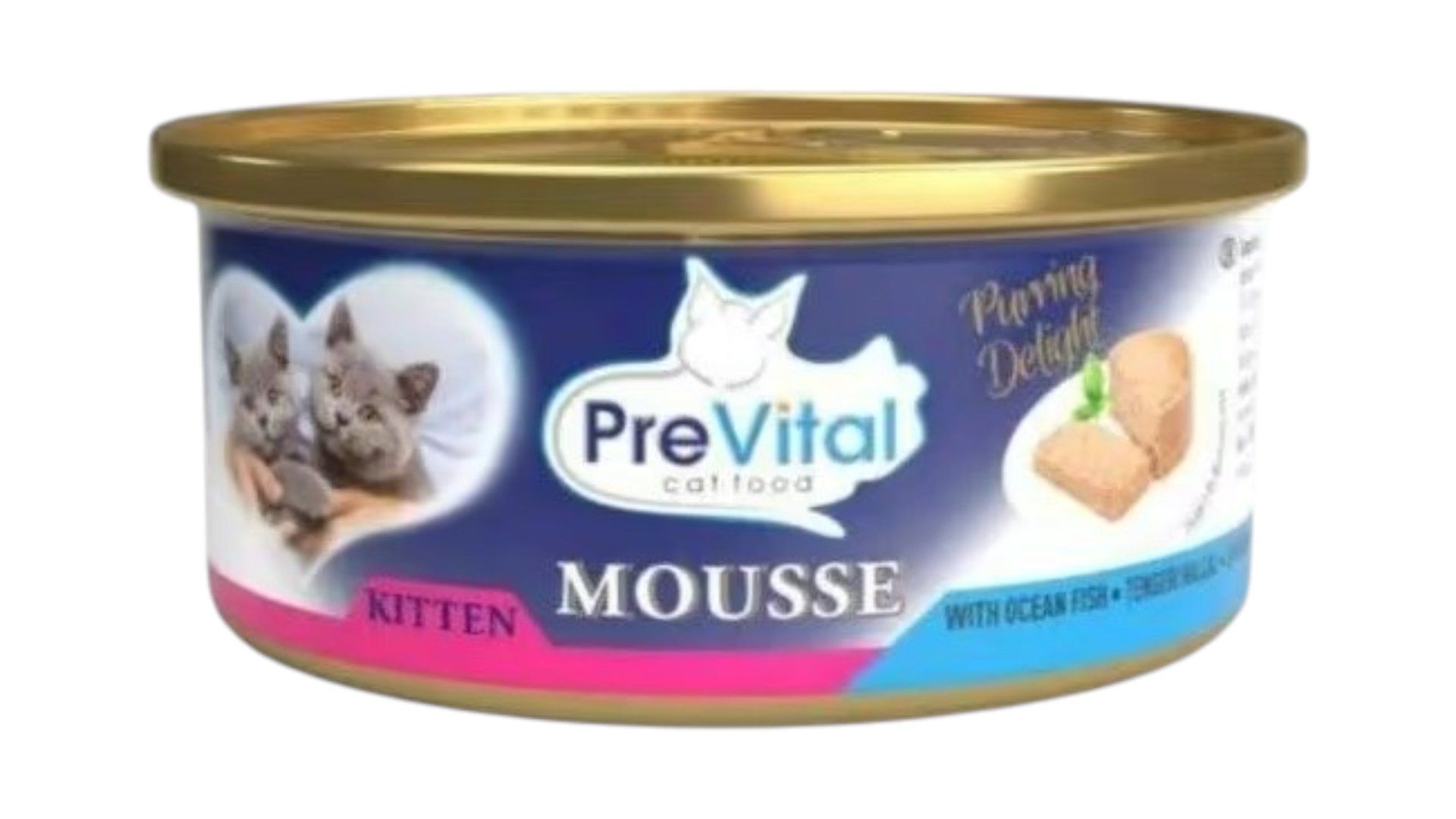 PreVital bala pişik üçün konservləşdirilmiş nəm yem, okean balıqları ilə muss, 85 q