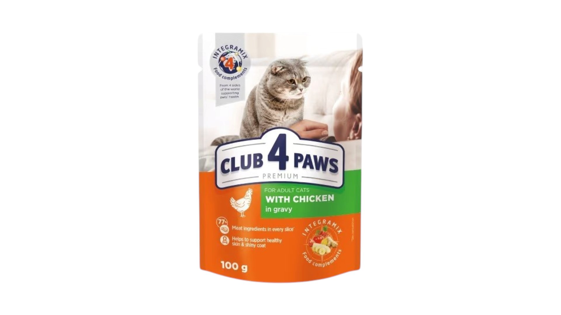 Club 4 Paws Yetkin Pişiklər üçün Toyuq Əti ilə Nəm Yem 100qr