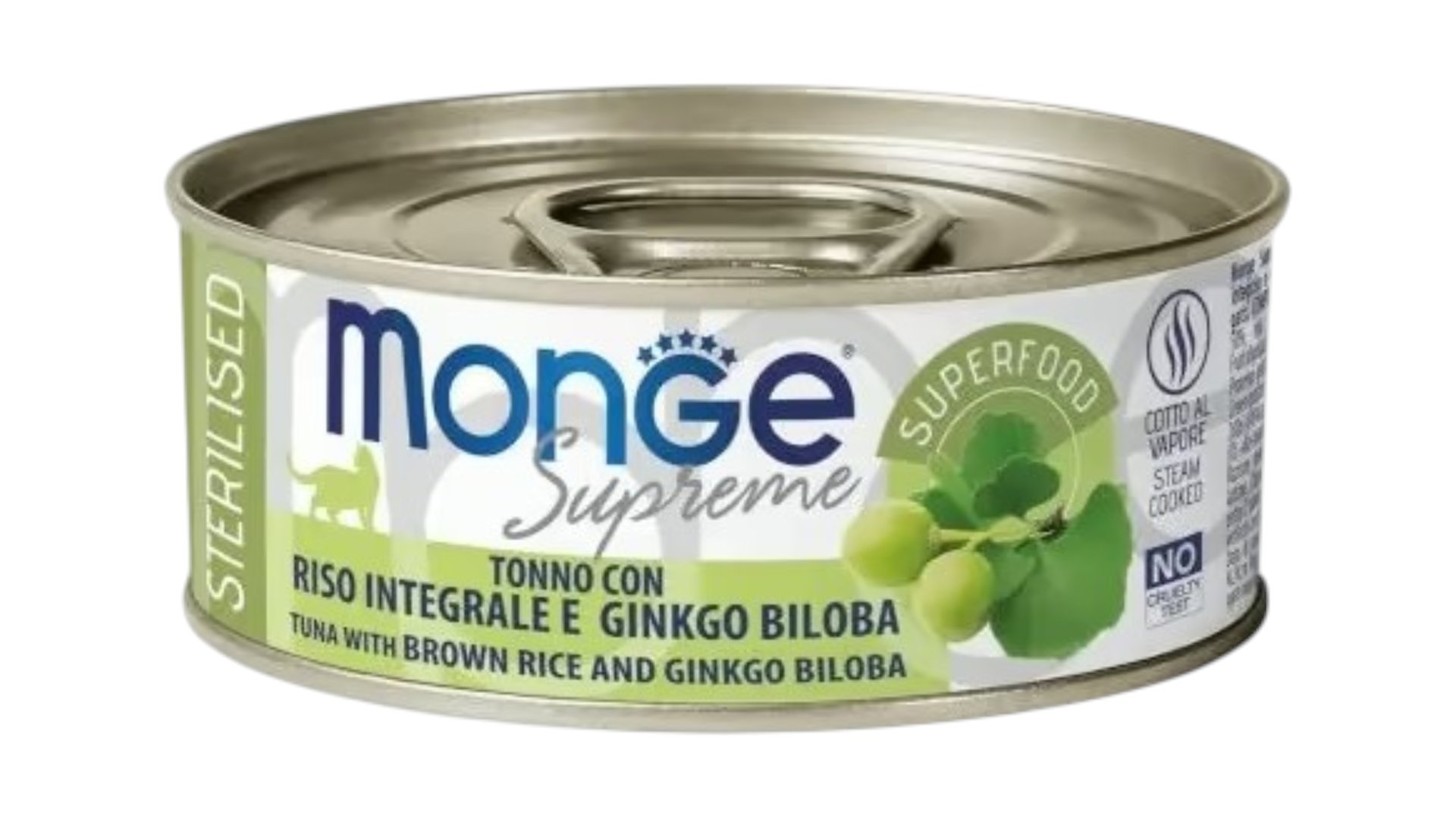 Monge Supreme Sterilised Tuna with Brown rice and Ginkgo Biloba 80g