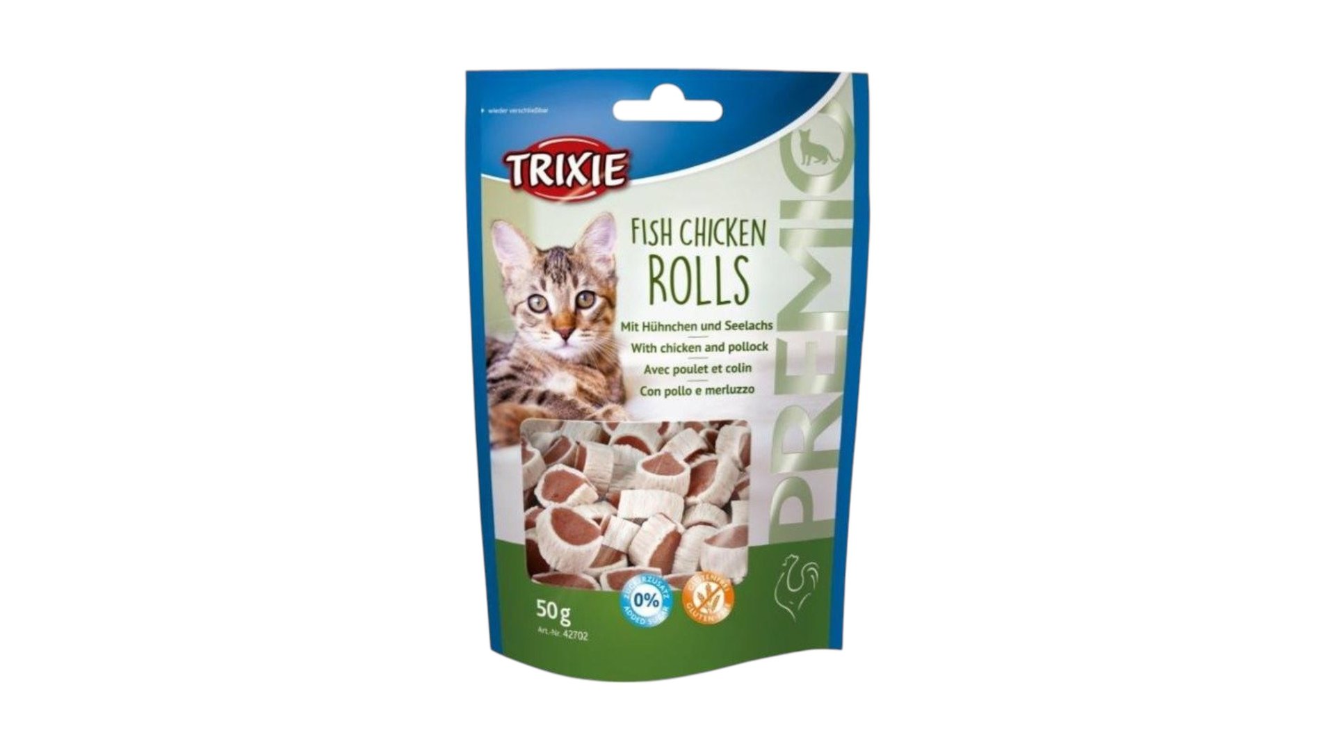 Trixie Premio pişiklər üçün ruletləri — toyuq və sayda balığı ilə, 50 qram.