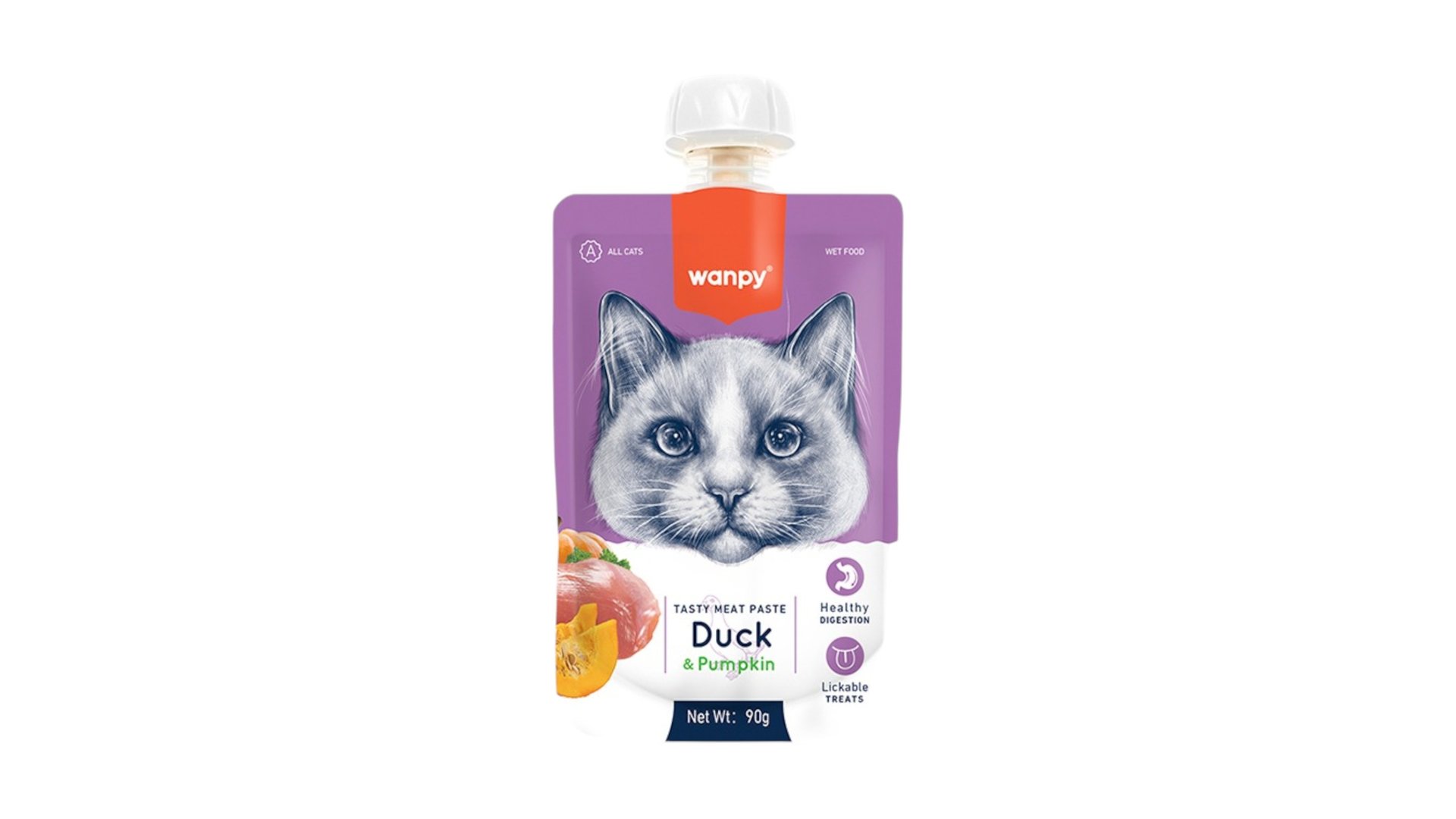 Wanpy pişiklər üçün krem-püre, ördək və balqabaqlı, 90 qr