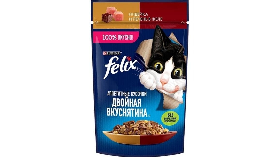 Felix hinduşka və ciyər dilimləri jeledə, 75 qr