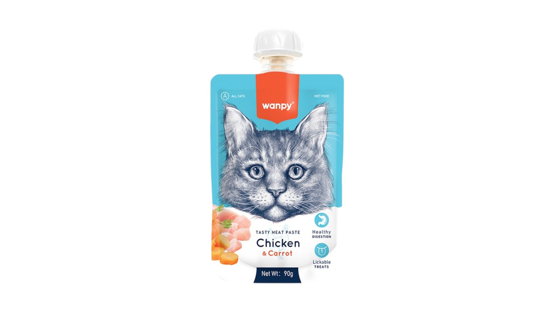 Wanpy pişiklər üçün krem-püre, toyuq və kök ilə, 90 qr