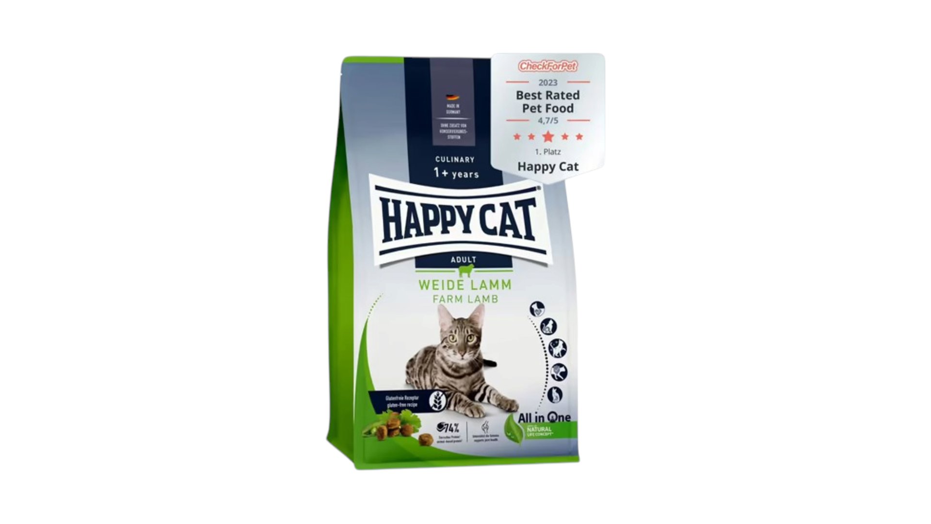Happy Cat Culinary Adult Weide Lamm – fermada yetişdirilən quzu ətindən hazırlanmış böyük pişiklər üçün quru yem 1kg