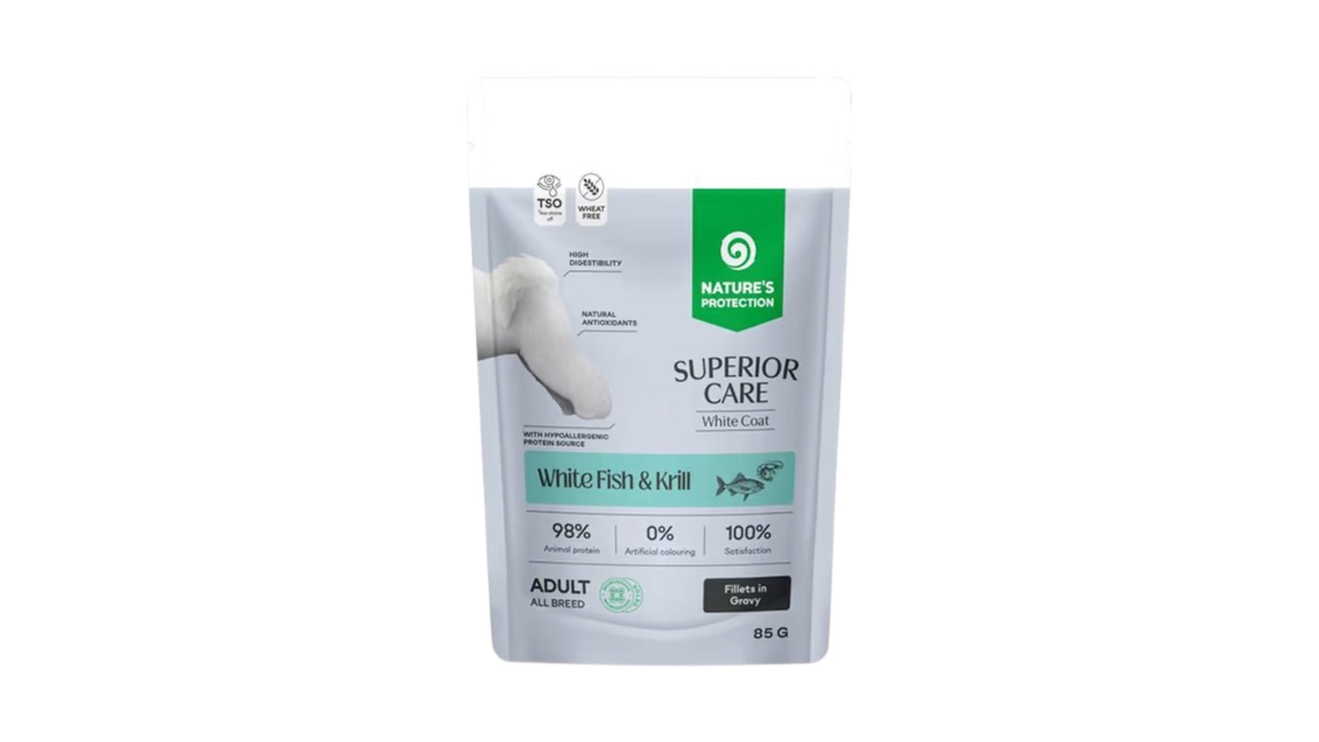 NATURE'S PROTECTION SUPERIOR CARE White Dogs Grain Free Adult All Breed Dogs with White Fish and Krill 85 g
