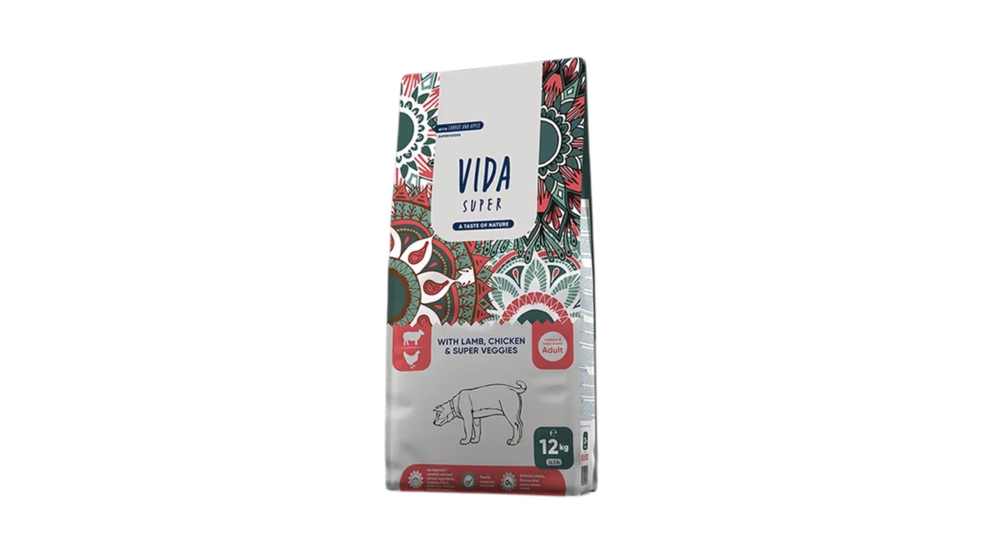 Vida Super – Yetkin orta və böyük cins itlər üçün Quzu əti, toyuq və faydalı tərəvəzlərlə tam quru yem, Çəki ilə 1kg
