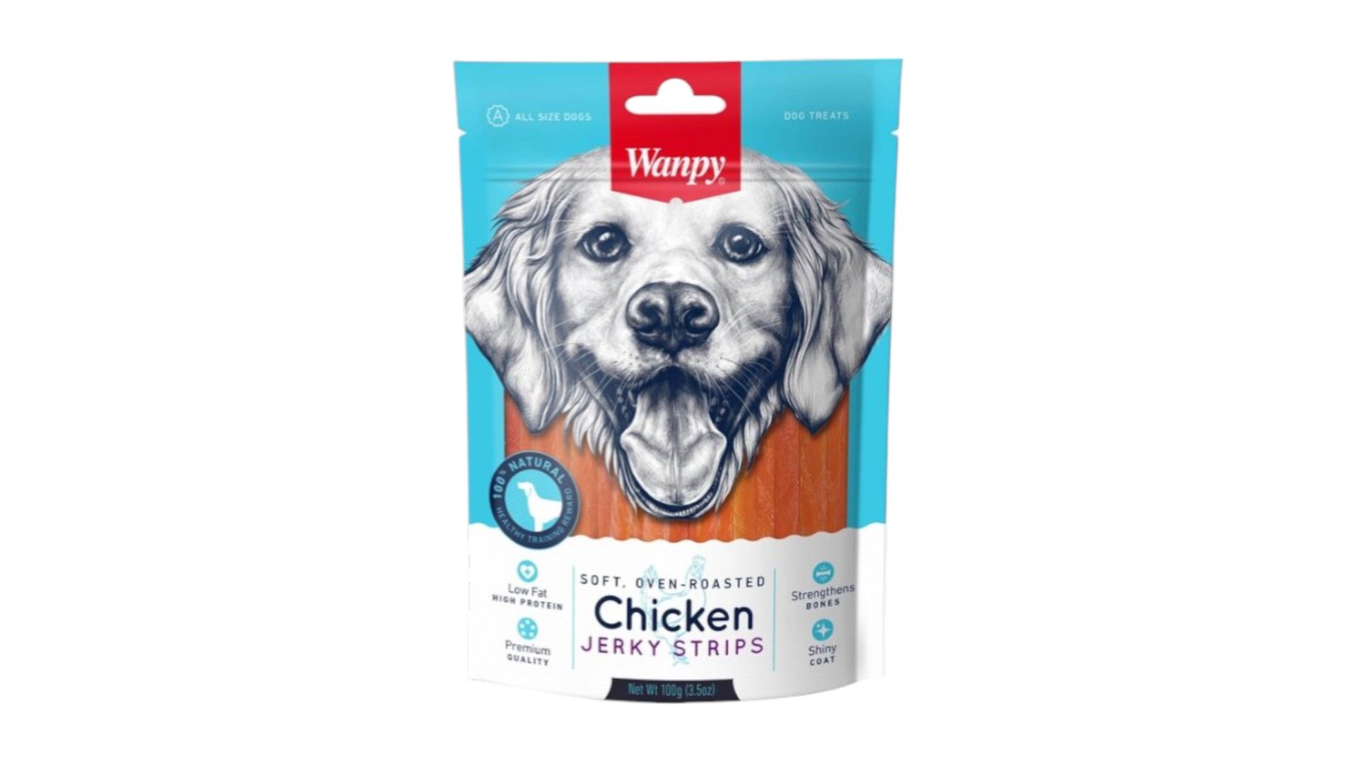Wanpy Chicken Jerky Strips, 100qr
